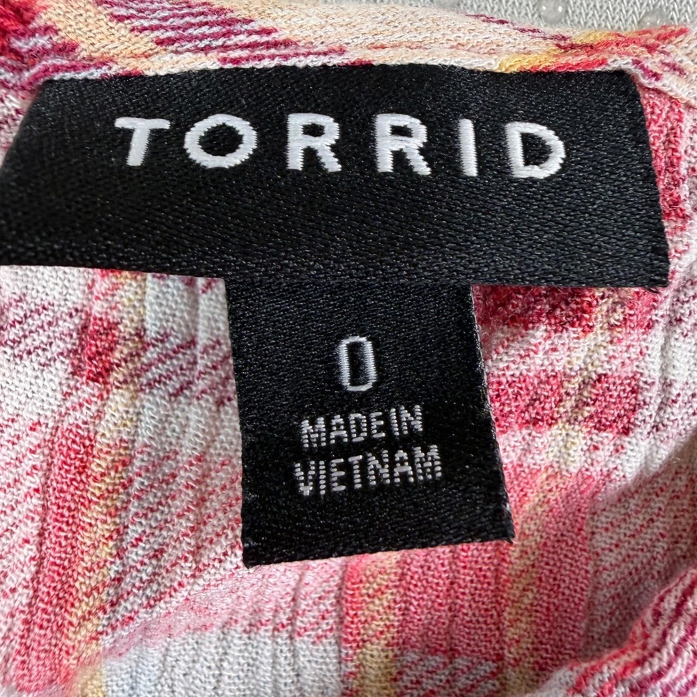 Torrid Sleeveless Smocked Babydoll Top Womens 0 L XL Plaid Red Yellow Gauze Cami - Picture 5 of 9